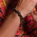 Elegancka pozłacana bransoletka z hematytami i pirytami. CALA ROCA GROSSA