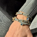 Turkusowa bransoletka z rzemienia z kryształkami. GWIEZDNY PYŁ