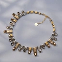 Kolia z koralików w złocie i srebrze z kryształkami. POGODA NA JUTRO