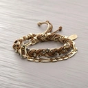 Złota bransoletka z brązowym i beżowym kordonkiem. MOJA OD LAT