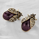 Kolczyki wkrętki z kształcie muszek z kryształkami. SŁODKI GRANAT