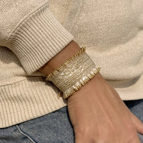 Szeroka bransoletka ręcznie tkana z paciorków Miyuki. PLAZA DE TOROS