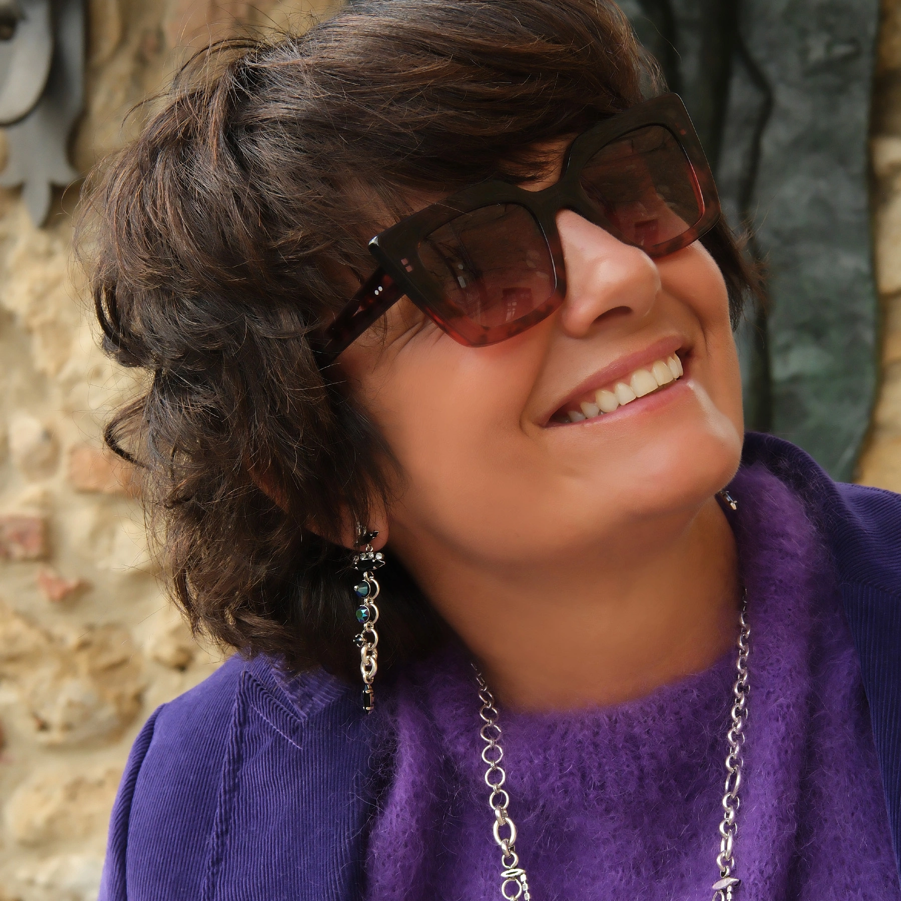 Srebrzane kolczyki łańcuchy z niebieskimi kryształami. LUSTRZANE CIASTECZKA