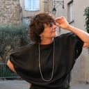 Posrebrzane kolczyki wiszące z szarymi kryształami. KOBIETA ZE STALI