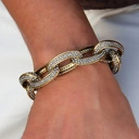 Złocona bransoletka z grubych ogniw z kryształkami. OLIVIA