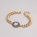 Pozałacana bransoletka z koniczynką z cyrkonii. NERO