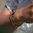 Pozłacana bransoletka z głowami zebr z cyrkoniami. MAŁE ZEBRANIE