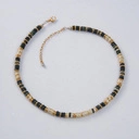 Naszyjnik z ciemnych jaspisów i koralików ze sztrasu. SŁOŃCE I CIEŃ