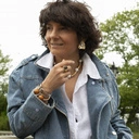 Złota sztywna bransoletka z kulkami w kolorze sieny. BRAZYLIJSKIE TRUFLE