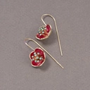 Pozłacane kolczyki z kwiatkiem emaliowanym na czerwono. CZERWONE MAKI