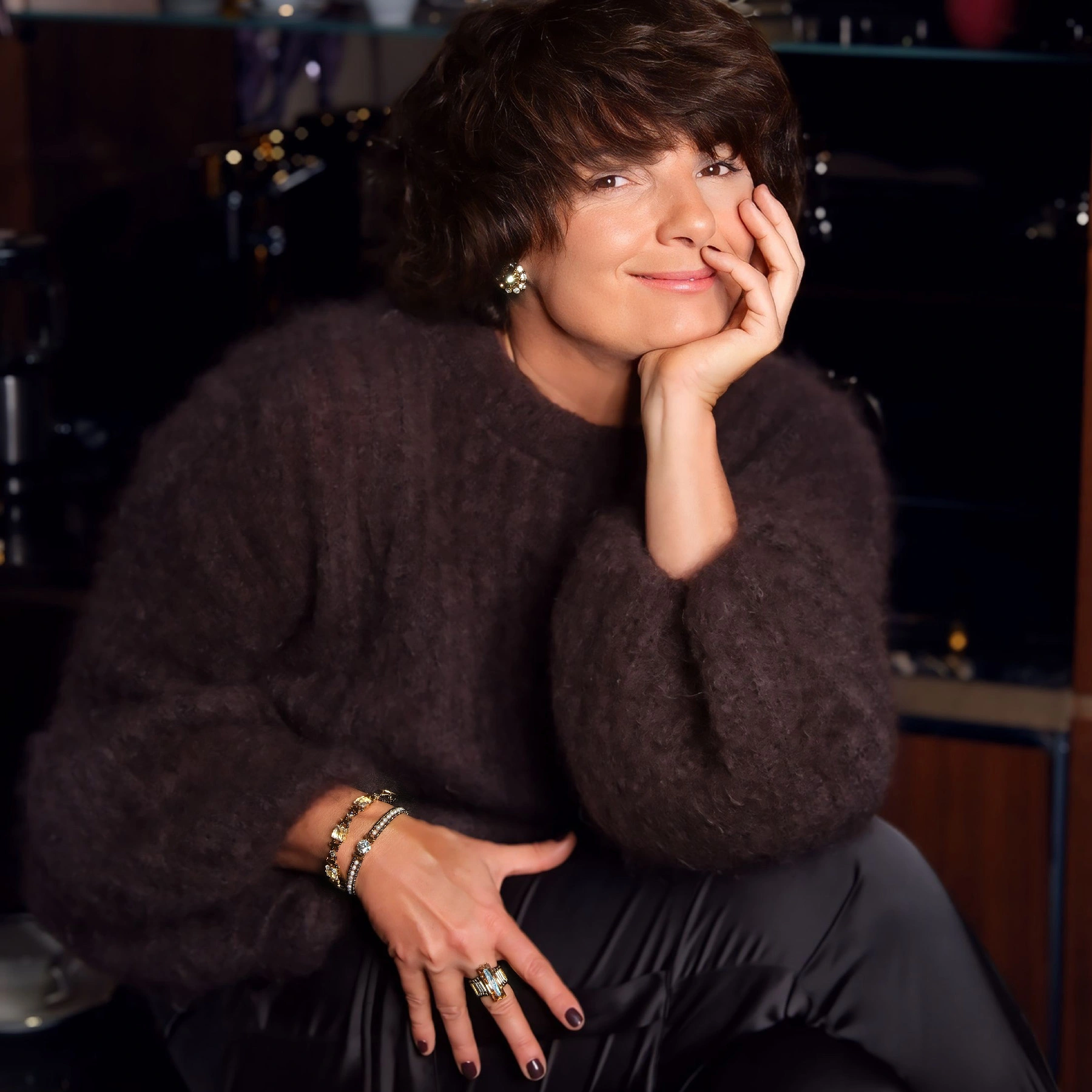 Pierscionek w złocie i srebrze z szampańskim kryształem. TOAST W SAO PAULO