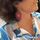 Wiszące kolczyki w kształcie różowych margaretek. ROMANTYCZKA