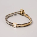 Bransoletka z koralików w złocie i srebrze z kryształem. PRZETAŃCZYĆ CAŁĄ NOC