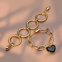 Bransoletka łańcuch z zawieszką czarnym sercem. BO KOCHAM SIEBIE