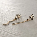 Złocone i srebrzone kolczyki z białymi i czarnymi kryształami. COMETE DE LUMIERE