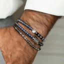 Bransoletka z rzemienia z biało-niebieskimi wstawkami. MORSKIE OPOWIEŚCI