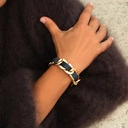 Pozłacana pancerka z paskiem z granatowej ekoskóry. GRANAT NOCY