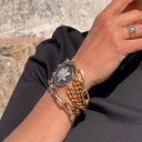 Pozłacany sygnet z ozobną gwiazdką z cyrkoniami. SZCZĘŚLIWA GWIAZDA