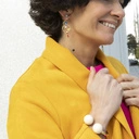 Sztywna złocona bransoletka z kulami w kolorze ecru. VANILLA ICE CREAM