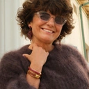 Sztywna złota bransoletka z paskiem z brązowej ekoskóry. BRĄZ DE CAFE