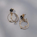 Pozłącane kolczyki koła z granatowym kryształem. GALAKTYCZNY GRANAT