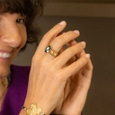 Pierścionek z pozłacanych koralików z szarym kryształem. NOC