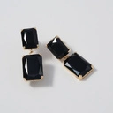 Kolczyki wiszące z czarnych prostokątnych kryształów. CHARME