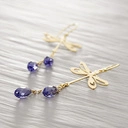 Pozłacane kolczyki wiszące z ważkami i kryształkami. SOCZYSTE LATO