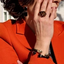 Sztywna otwarta bransoletka z dwiema głowami kotów. SPOTKANIE WE DWOJE