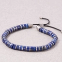 Bransoletka męska ze stali i koralików lapis lazuli. 