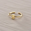 Złoty regulowany pierścionek z ozdobną literką B. B - BASIA