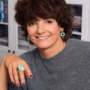 Złocony pierścionek w emalii w błękitnej tonacji. DWA NIEBA