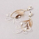 Pozłacane kolczyki wiszące  z piórkami i perełkami. KAWKA W PARYŻU