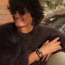 Bransoletka z kobaltowych koralików i łańcuszka. AZUL COBALTO