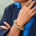 Sztywna pozłacana bransoletka z czarnymi cętkami pantery. GRACJA PANTERY