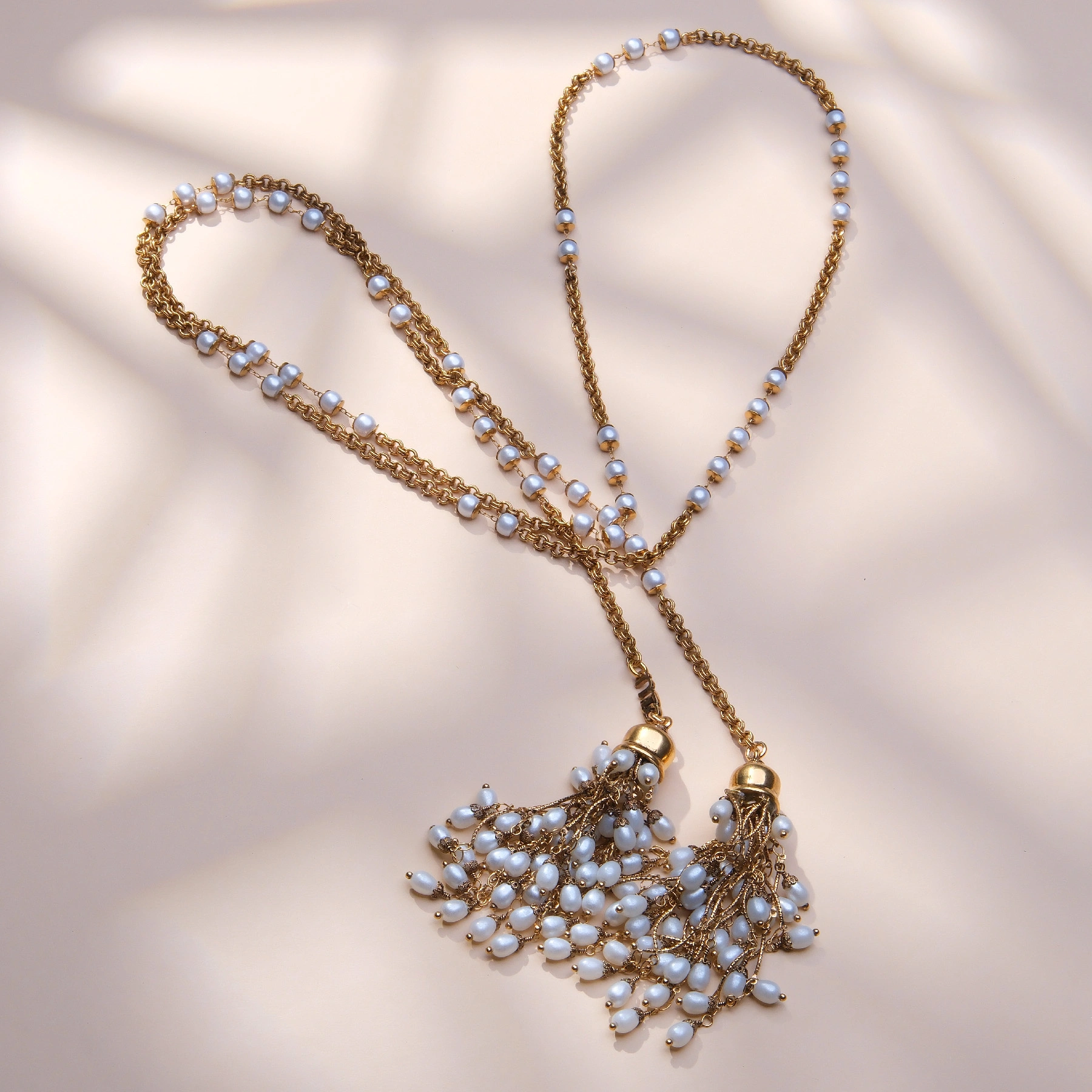 Złocony naszyjnik na łańcuszku z perełkami PUREZZA