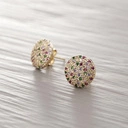 Okrągłe kolczyki wkrętki z kolorowymi cyrkoniami. MÓJ NASTRÓJ