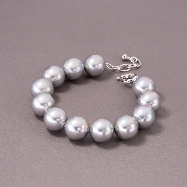 Bransoletka ze srebrnych szklanych pereł Majorka. KSIĘŻYCOWA NOC