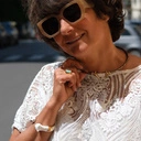 Sztywny pozłacany naszyjnik z głowami żyraf z cyrkoniami. DŁUUUGA SZYJA