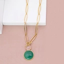 Krótki złocony naszyjnik z różowym i zielonym kwarcem. NOŚ MIŁOŚĆ W KWARCU