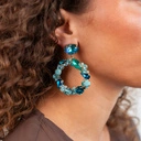 Złocone kolczyki z kryształów w niebieskich odcieniach. WIANKI Z MÓRZ