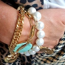 Złocona bransoletka na pancerce z pełnym sercem. TAK MI PASUJE