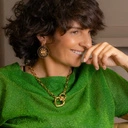 Krótki naszyjnik łańcuch z dużym zapięciem sercem. SZALONA MIŁOŚĆ