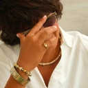 Gładki pozłacany pierścionek z przezroczystą cyrkonią. PARADISE CITY