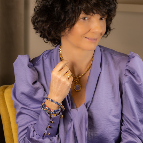 ESPERANZA EN NOSOTROS. Pulsera azul marino con cristales