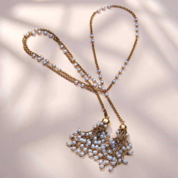 Złocony naszyjnik na łańcuszku z perełkami  PUREZZA