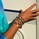 Pozłacana pancerka z paskiem z brązowej ekoskóry. PLAŻA IPANEMA