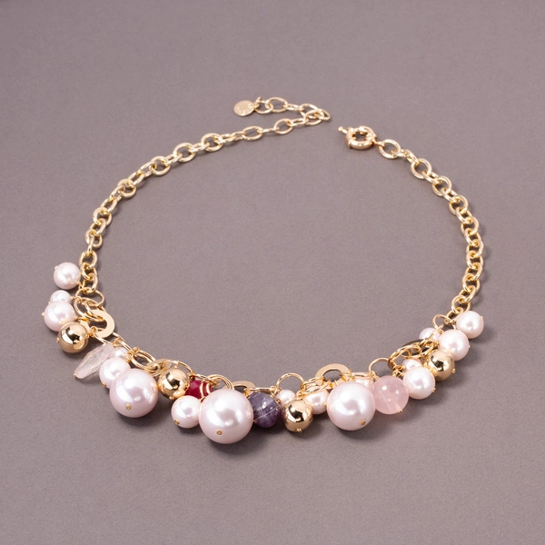 Naszyjnik ze szklanymi perłami Majorka w różnych odcieniach. MARZY MI SIĘ