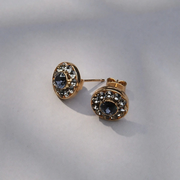 Drobne kolczyki z niebieskim i szarymi kryształkami. SZARE REFLEKSY