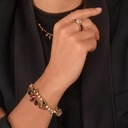 Pozłacany pierścionek z koralików z kryształem. DOBRY VIBE